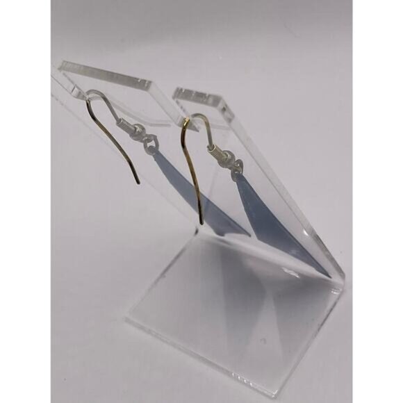 Geometric Blue Triangle Dangle Earrings - Picture 7 of 7